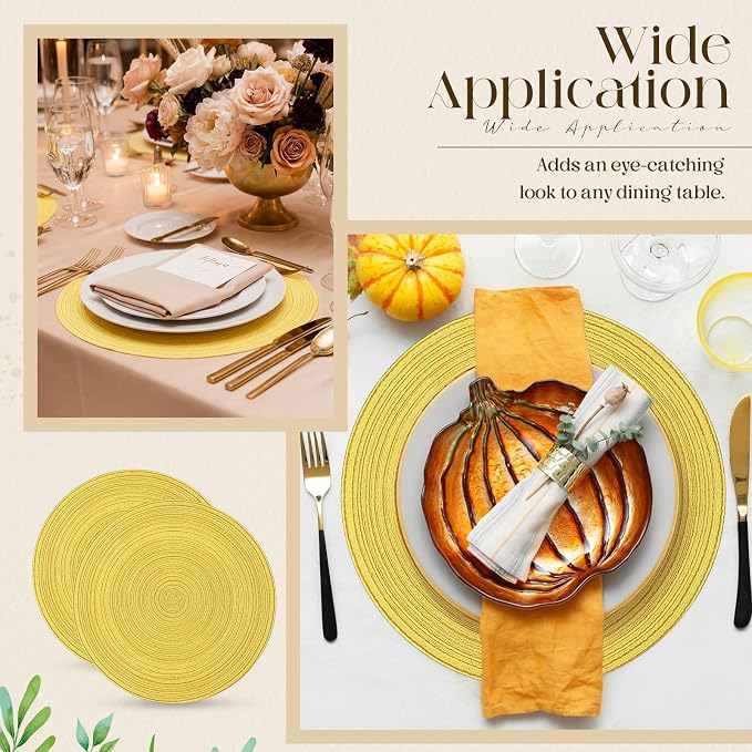 Geosar Disposable Paper Placemat Cotton Woven Look 13'',100 Pcs,Yellow