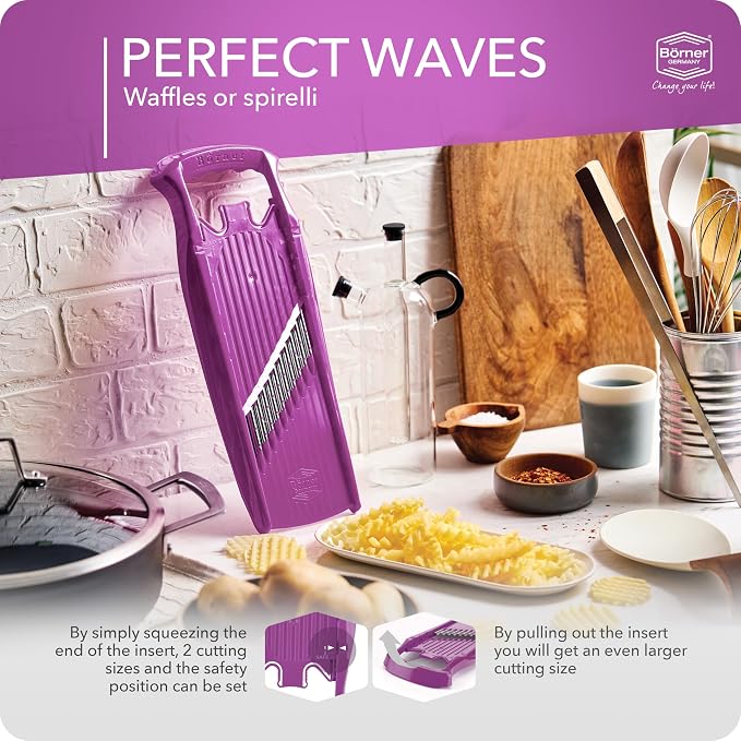 BORNER Wave waffle PowerLine | Vegetable Grater Börner - Quality Made in Germany, Color:Violett