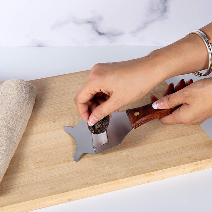IMEEA Truffle Slicer Shaver Stainless Steel Chocolate Cheese Shaver Grater Curler with Adjustable Smooth Blade and Wood Handle