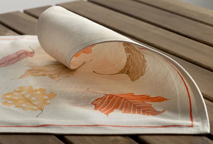 Maison d' Hermine Placemats Set of 4 Reusable 100% Cotton (13"x19") | Cloth Place Mats Washable Table Mats for Kitchen Dining Party Wedding Hotel Home Thanksgiving Christmas - Colours Of Autumn