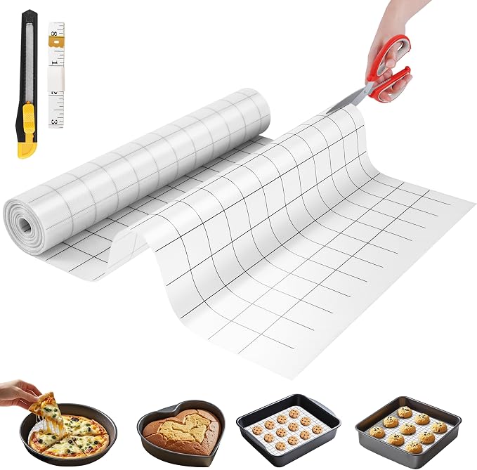 GTJ Silicone Baking Mat Roll, Reusable Baking Sheet Liners, 12 in x 10 ft | Free Cut to Size, Food-Grade, Non-Stick, Non-Slip, For Dough, Pastry, Air Fryer, Freeze Dryer, Oven Pan, Kitchen Counter