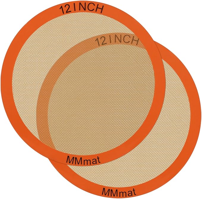 Best German Silicone Baking Mats - 12 inch | Set of 2 Round Non-Stick Reusable Air Fryer Linner, Non Slip, BPA Free, PFOA Free, Non-toxic, Dishwasher Safe