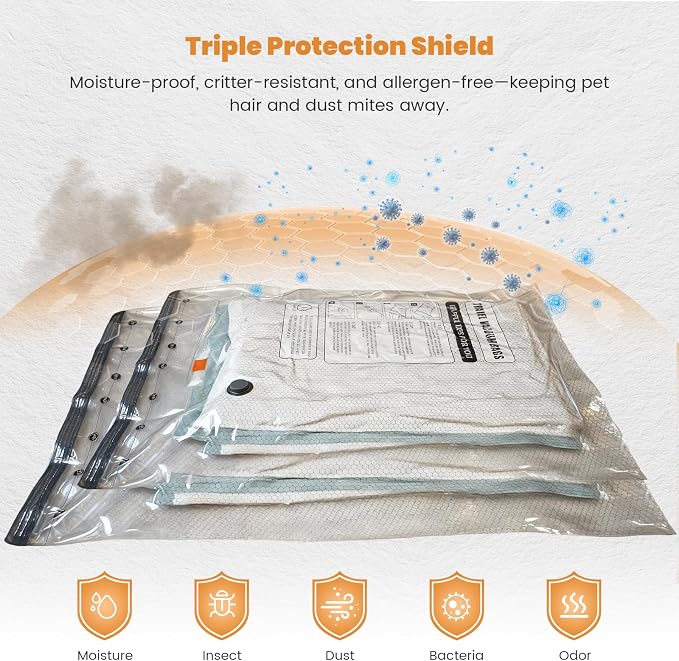 10 Jumbo Vacuum Storage Bags with Electric Pump, Large Vacuum Seal Bags for Clothing Comforters Blankets Bedding Pillows Sweater, Space Saver Compression Packing Bag for Moving and Home Essensials