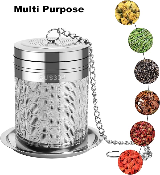 Numola Large Tea Infusers for Loose Tea | Extra Fine Mesh, 304 Stainless Steel, Extended Chain Hook, For Spice Cooking, For Teapot Cup