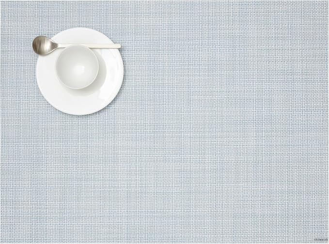 Chilewich Mini Basketweave Placemats, Woven Rectangle Placemats Set of 4 | Easy Care Woven Tabletop Textiles, Indoor/Outdoor, Sky, 19" x 14"