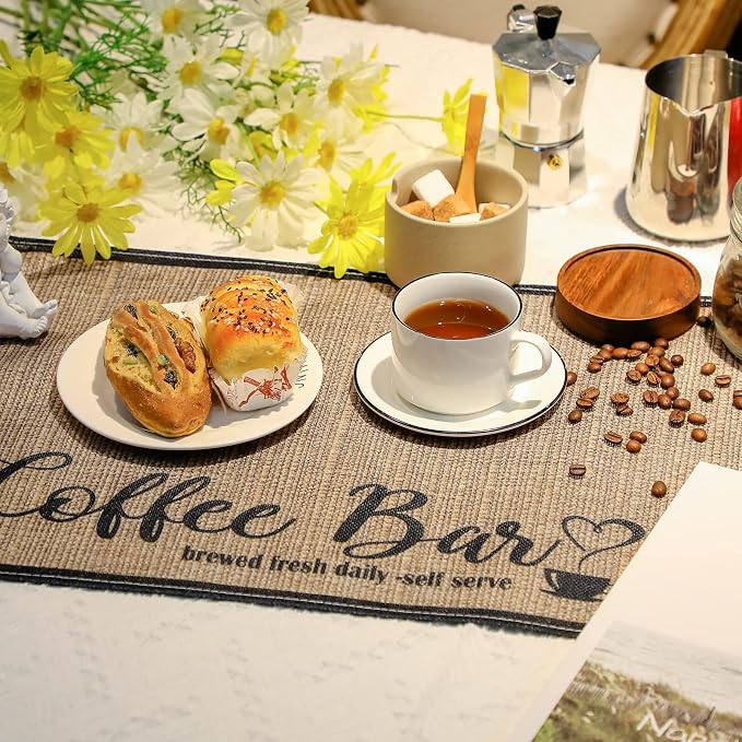 2 Pcs 20 x 14 Inch Coffee Placemats for Countertop(Coffee Time)