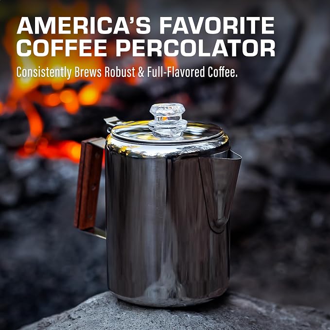 COLETTI Bozeman Percolator Coffee Pot — NO Aluminum or Plastic [9 cup]
