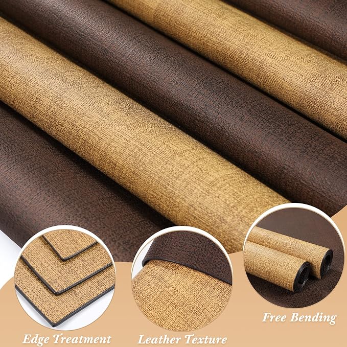 Leather Placemats Table Mats Set of 6, Brown and Tan | Reversible Non-Slip Table Placemats, Heat-Resistant and Waterproof for Dining Kitchen and Holiday Parties