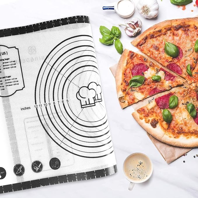 DANIA & DEAN 36"x24" Large Durable Silicone Baking Mat for Pastry and Bread | Non-Slip & Non-Stick Mat with Measurements, for Pizza, Pie Crust, Dough Rolling, Pasta & Sourdough, Reusable Counter Sheet