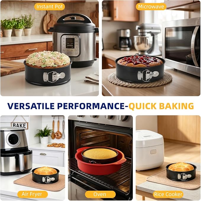 Springform Pan, 3PCS 4,7,9 Inch Cheesecake Pans with Removable Bottom & Leakproof Latch, Round Cake Molds for Baking.
