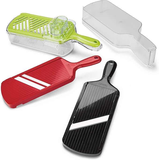 KYOCERA 6-Piece Ceramic Mandoline Slicer – Versatile Kitchen Prep Tool | KYOCERA 6-Piece Ceramic Mandoline Slicer: Versatile Kitchen Prep Tool with Adjustable Straight Blade for Uniform Results