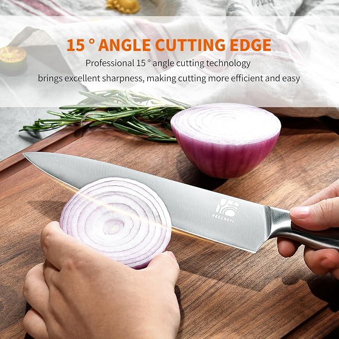 5-Piece Professional Chef Knife Set - Ultra-Sharp Kitchen Knives with Ergonomic steel handle, Ideal for Home, Outdoor, Camping, BBQ, and Gifts for Men