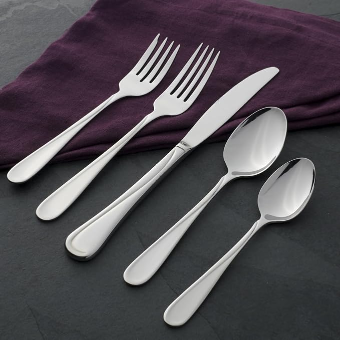 Oneida Flight Salad Forks Silverware Set for 4, Flatware | mirror finish | 6.65 inch length | dishwasher safe, cutlery set, utensil set, rust resistant, wedding silverware