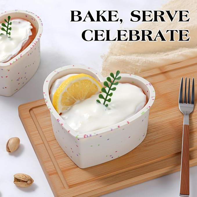 6 Inch Small Heart Shaped Cake Pans Silicone for Baking, 2 Pcs | Nonstick, Easy to Clean, BPA-free, Heat Resistant up to 446℉, Durable