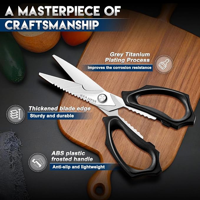 Purple Dragon Kitchen Scissors for Food - Heavy Duty Kitchen Shear Sliver | Stainless Steel Blade, Oversized Handle, Gift Box, Dishwasher Safe, All Purpose, for Meat Cutting