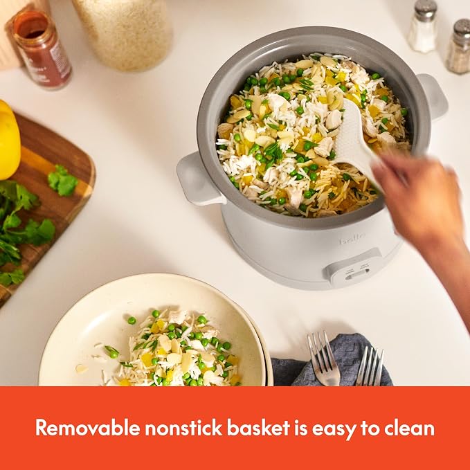 bella 16-Cup Rice Cooker and Steamer, Oatmilk