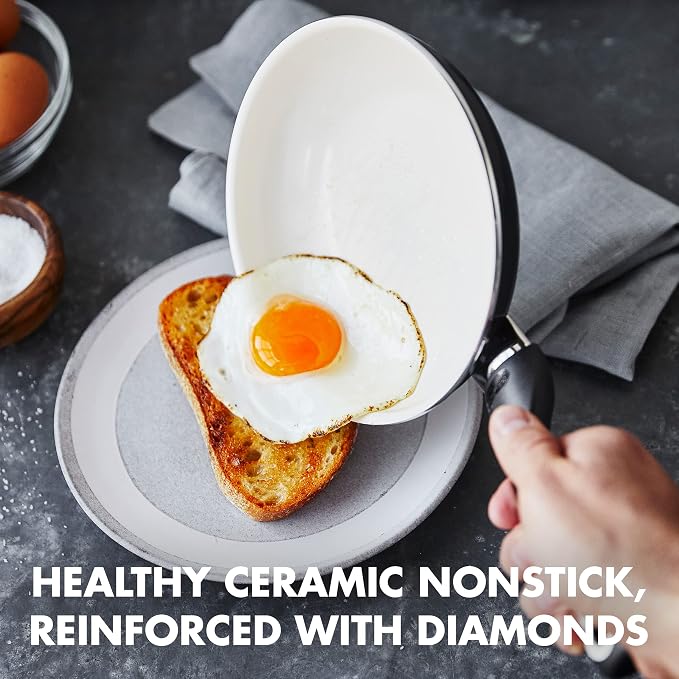 GreenPan Rio Hard Anodized Healthy Ceramic Nonstick, 7" 9.5" and 11" 3 Piece Frying Pan Skillet Set, Soft Grip Handle, PFAS-Free, Dishwasher Safe, Oven Safe, Black