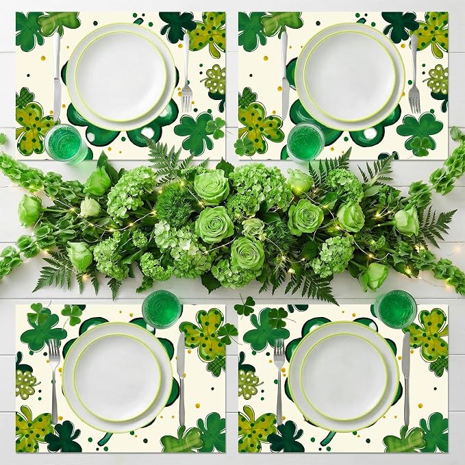 50PCS St. Patrick's Day Disposable Paper Placemats, Lucky Irish Decorative | Shamrock Clover St. Patrick's Day Party Dinner Table Decorations