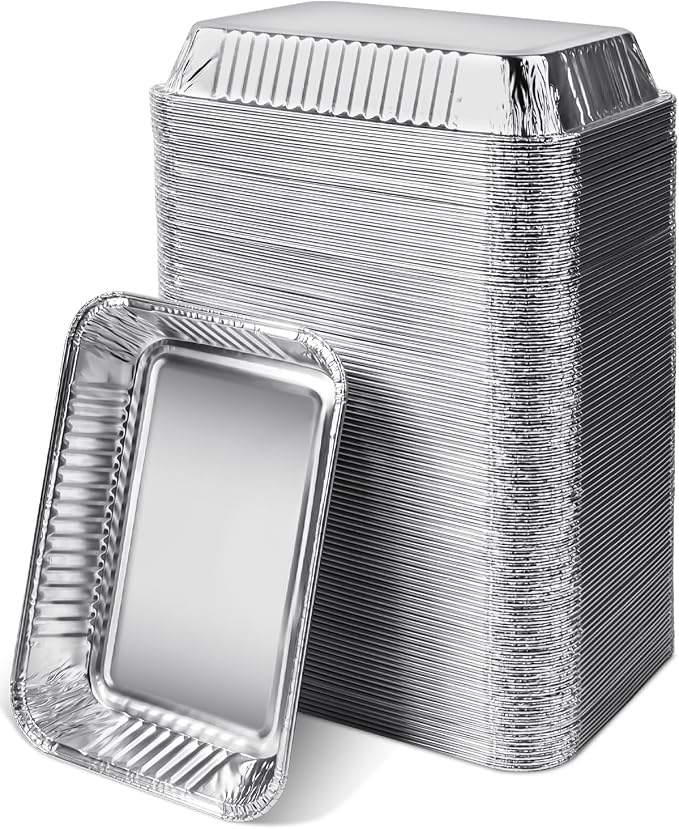 50 Pcs Drip Pans for Weber 6415, Disposable Aluminum Foil Grease Trays for Weber Grills, Universal Replacement Grease Pan Liners for Weber Accessories, 8.66 x 6.1 Inch