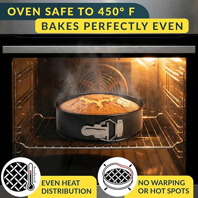 Springform Pan Set of 4, Nonstick Cheesecake Pans 4/7/9/10" Carbon Steel | Leakproof cake molds with removable bottom & secure latch; even-heat design for layered desserts