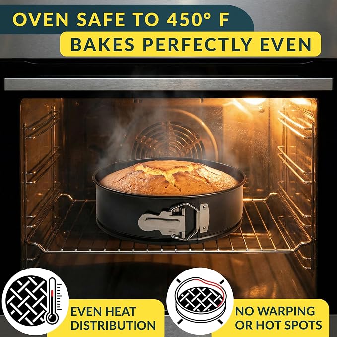 Cheesecake Pan 8" Carbon Steel With Removable Bottom – Leakproof Design | Nonstick Coating Springform – Durable Cake Mold With Secure Latch, Even Heat Cheese Cake Pans For Baking