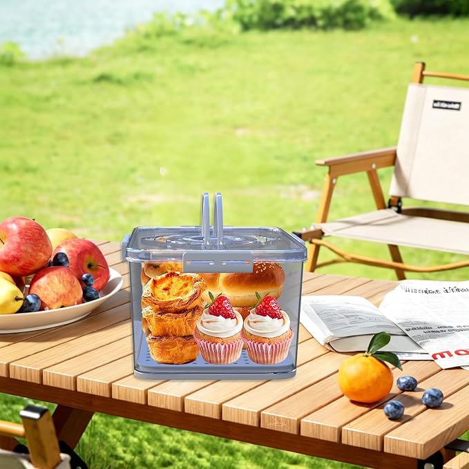 Fanlory Bread Box with Lid and Handle,Bread Storage Container With Time Recording for Camping & Outdoor Travel,Airtight Bread Keeper for Homemade Toast, Bagel,Cookies,Not dishwasher safe