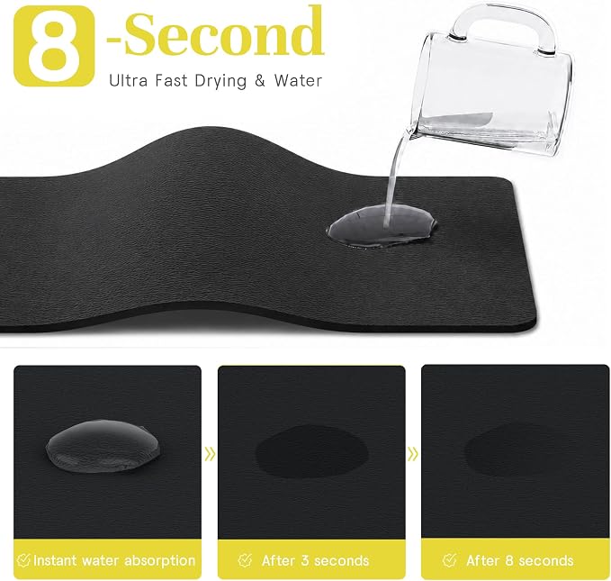 Compact Stainless Steel Dish Drainer & Dish Mat Set, Black | Rust-proof stainless steel dish rack with quick-drying, easy-to-clean mat. Fits kitchen counter, apartment or RV.
