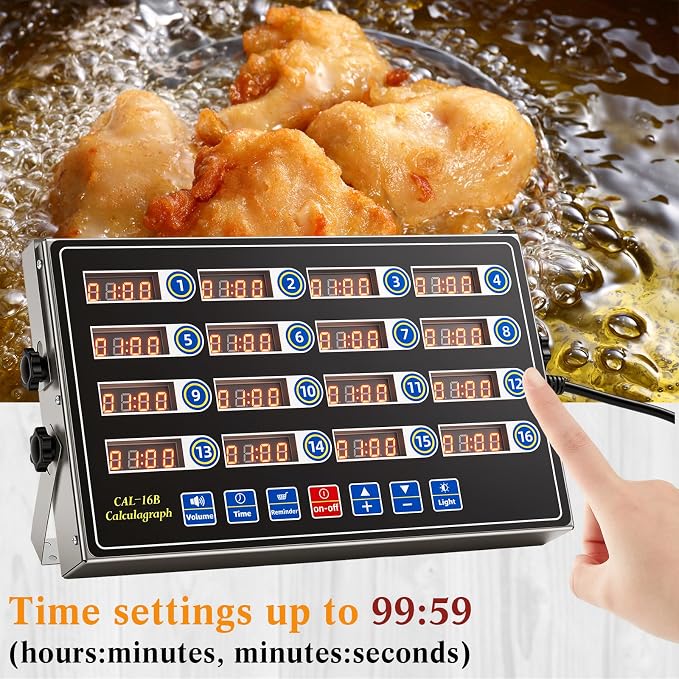 Relaxweex 1 Pack 16 Channel Kitchen Timers for Cooking, Commercial Digital Kitchen Timer with Loud Alarm, Large LCD Display, Restaurant Fryer, Chef, Baking Supplies