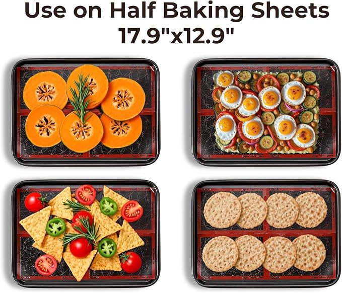 Silicone Baking Mats 8 Pack (8.3"x5.5") – Snap Together into 2 Large 16.5"x11" Oven Liners – Non-Stick, Heat-Resistant for Cookie Sheets & Air Fryers, Modular Puzzle Design