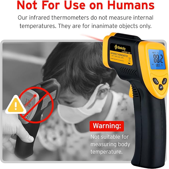Etekcity Infrared Thermometer Laser Temperature Gun, -58°F~1130°F | Cooking, Pizza Oven, BBQ, Meat, Kitchen, Reptile, HVAC, Adjustable Emissivity, MAX Display, High Temperature