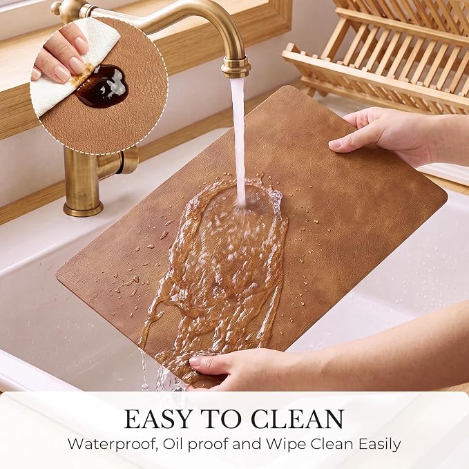 MOSAYT Vinyl Placemats Set of 4-12 X 17 Inch - Faux Leather 100% Waterproof Oil-Proof Wipeable PU Place Mats, Heat Resistant Reversible Table Mats for Kitchen, Dining, Outdoor, Multicolor