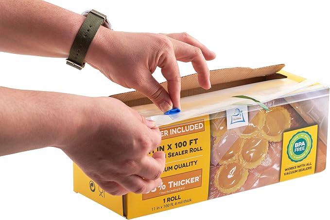 11" x 100' Vacuum Sealer Bags Rolls & Dispenser Cutter Box - BPA Free, 4 mil thick - Great for Sous Vide - Works with Food Saver Machines