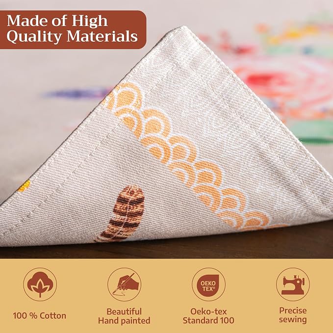 Maison d' Hermine Placemats Set of 4 Reusable 100% Cotton (13"x19") | Cloth Place Mats Washable Table Mats for Kitchen Dining Party Wedding Hotel Home Restaurant Spring Summer - Ibiza - Beige