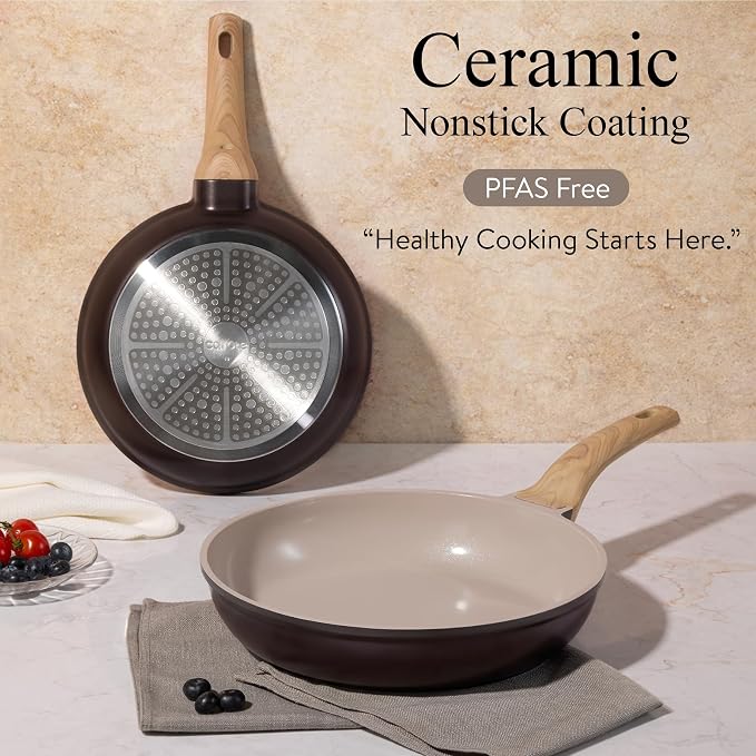 CAROTE 21pcs Ceramic Cookware Sets, Pots and Pans Set | Healthy Cooking Set, Non-Toxic Induction, Ultra Durable, Easy Clean, Induction Compatible, PFAS FREE