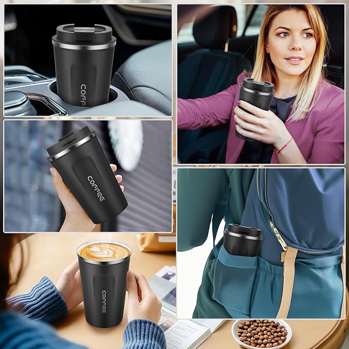 MOMSIV 12oz Travel Coffee Mug, Insulated Coffee Cup with Leakproof Lid | 6-Hour Heat Retention, 360°Leak proof, Vacuum Stainless Steel Double Walled, BPA-free, Reusable And To Go Coffee Mug