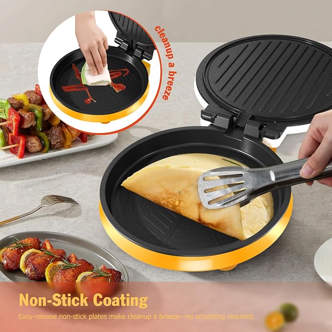 KEINVE 1000W Pizza Maker, 2-in-1 Indoor Griddle and Pizza Cooker, 8.5" 180° Open Nonstick Plate for Quesadilla, Panini, Crepe and More | 8.5" Pizza Cooker, 180° Open Nonstick Plate for Quesadilla, Panini, Crepe and More
