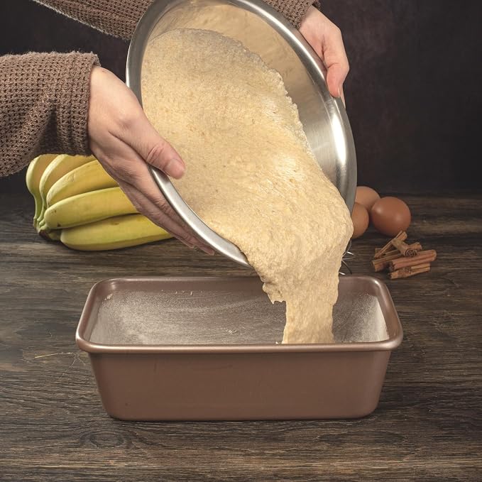 5 x 9 inch Nonstick Loaf Pan 1lb for Oven Baking, PFOA & BPA Free | | Non-Toxic - High Carbon Steel - Gold - Banana Bread Mold