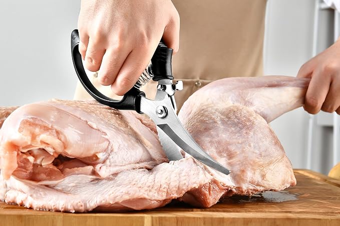 Heavy Duty Poultry Shears - Kitchen Scissors for Cutting Chicken, Poultry, Game, Meat - Chopping Vegetable - Spring Loaded