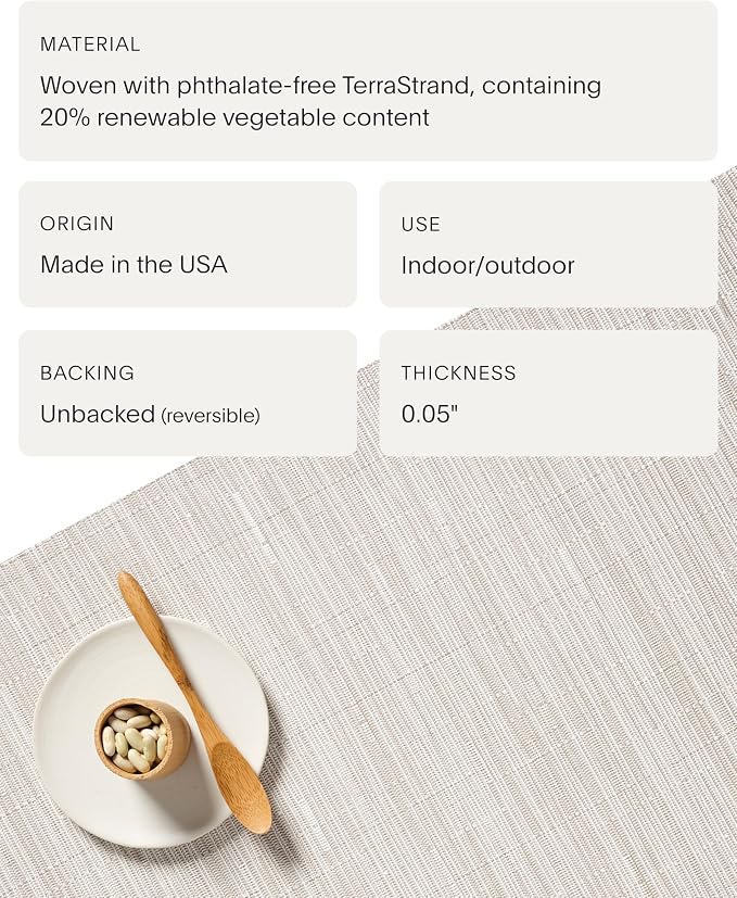 Chilewich Bamboo Placemats Set of 4, Round Woven Placemats | Reusable, Stain-Resistant, Indoor/Outdoor Tabletop Protection, 15", Coconut