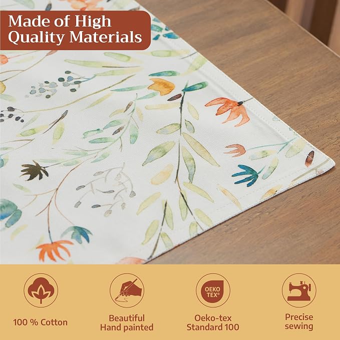 Maison d' Hermine Placemats Set of 4 Reusable 100% Cotton (13"x19") | Cloth Place Mats Washable Table Mats for Kitchen Dining Party Wedding Hotel Home Restaurant Spring Summer - Colmar