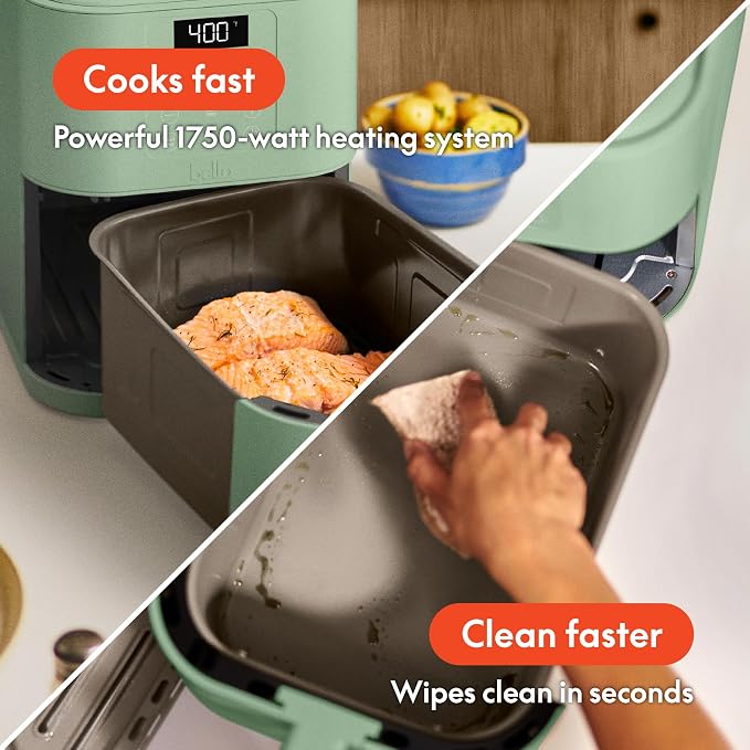 bella Fits-Anywhere™ 6qt Slim Air Fryer with Non-Toxic Ceramic, Seaglass