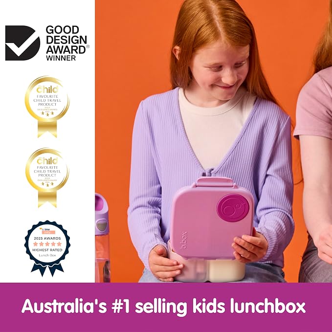 b.box Mini Lunch Box, Snack Containers for Kids, Lunch Box Kids, 4.25 Cup | Bento Box for Kids, Lunch Containers, Leak Proof, Dishwasher Safe, BPA Free, PFAS Free, Ages 3+ — Sugar Plum