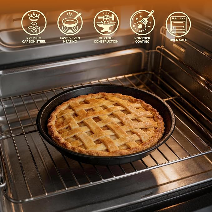 LISI 9-Inch Round Cake Pans, Nonstick Carbon Steel | 9-inch carbon steel pans with nonstick coating for cakes, pies, brownies, quiches and everyday baking.