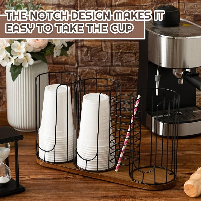 18oz Coffee Cup & Lid Dispenser with Base(4-compartment Single, Color 1)