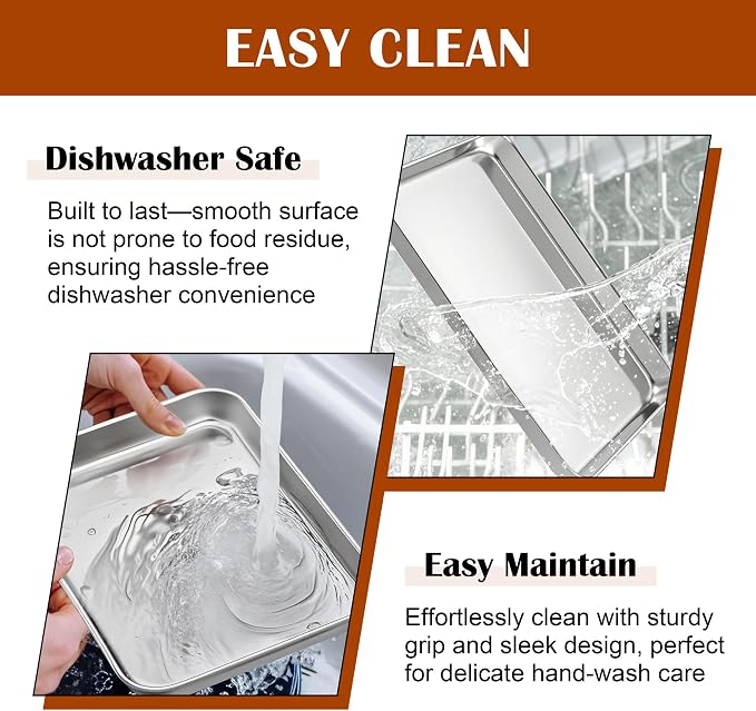 E-far Baking Sheet with Wire Rack, Cookie Sheets Trays for Toaster Oven | 10.5 x 8.3 Inch Stainless Steel Cooling Rack with Non Toxic & Warp Resistant Design, Oven & Dishwasher Safe, 2 Pans + 2 Racks
