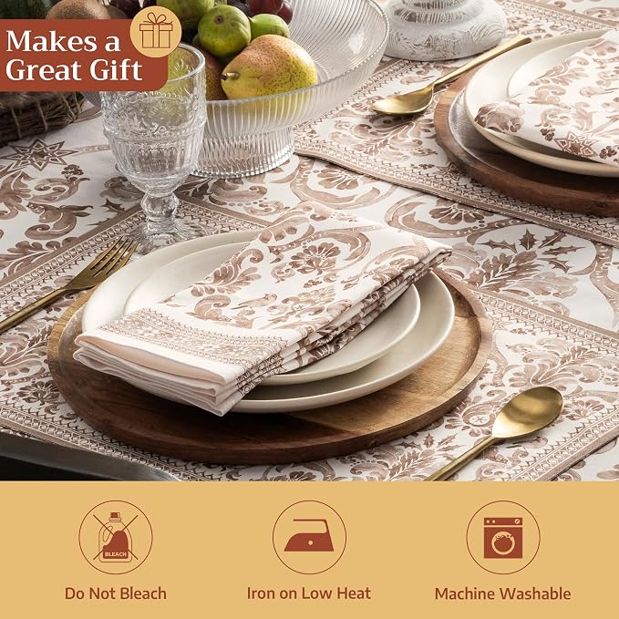 Maison d' Hermine Placemats Set of 4 Reusable 100% Cotton (13"x19") | Cloth Place Mats Washable Table Mats for Kitchen Dining Party Wedding Hotel Home Thanksgiving Christmas - Allure