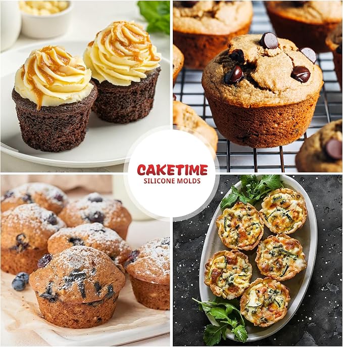 CAKETIME Silicone Muffin Pans for Baking, 2 Pack Regular Size Muffin Pan 12 Cups Non Stick Silicone Molds for Baking Muffin, Egg Bites, Cupcake BPA Free
