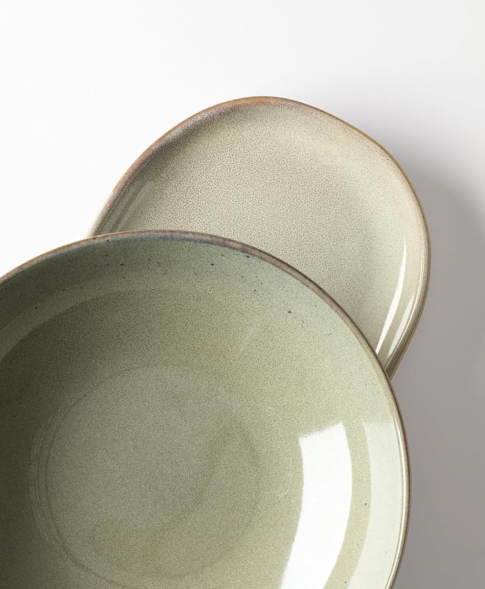 Oneida Organic Shades Sage Green Stoneware 2-Piece Serving Platter Set | dishwasher safe, microwave safe | includes platter and serving bowl | 44oz, food tray, gift for women