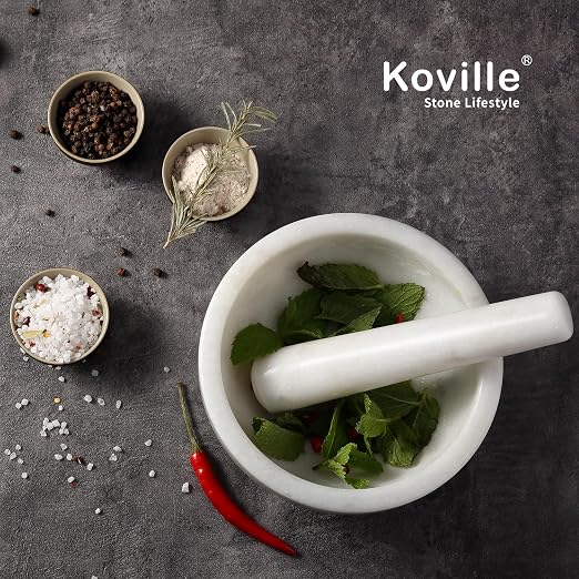 Marble Mortar and Pestle Set, 7"-4 Cups Grinder Bowl for Guacamole, Salsa, Pill Crusher, Spice, Herb, Garlic, Nut, Heavy Duty Grinder for Kitchen(Namib Fantasy)