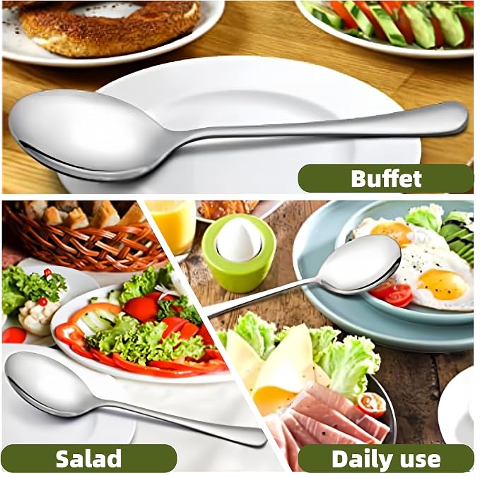 Large Serving Spoons,AOOSY 2 Pcs-9.8 Inches Stainless Steel Serving Spoon | for Buffet, Parties, Catering,Solid Serving Utensils Serving Utensil,Dishwasher Safe